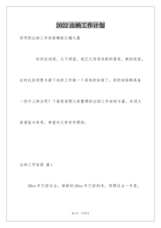 2024出纳工作计划_100