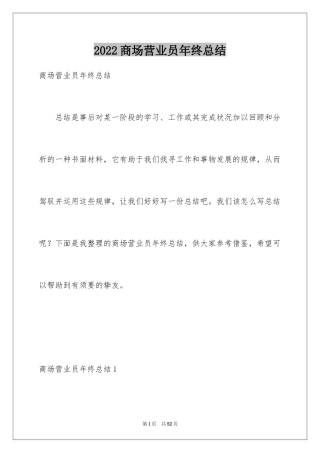 2024商场营业员年终总结