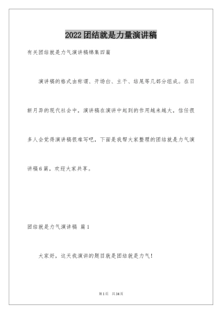 2024团结就是力量演讲稿_495