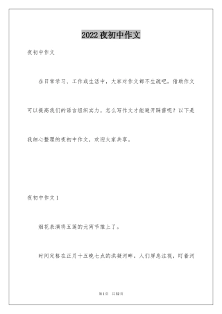 2024夜初中作文_2