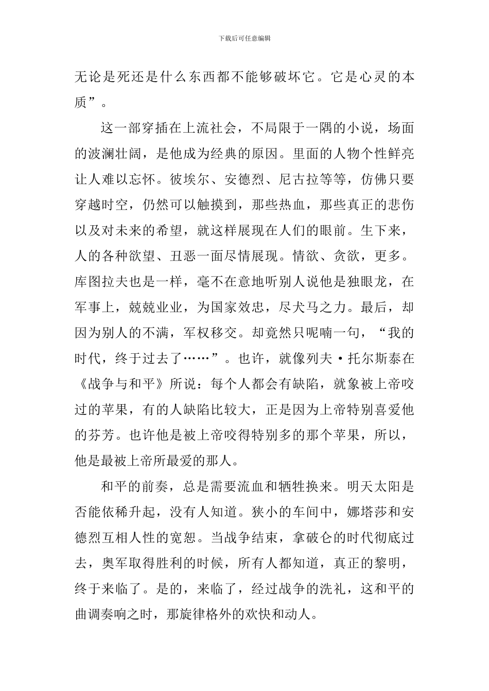 战争与和平读后心得600字_第3页