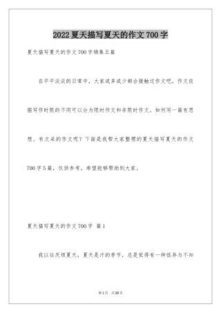 2024夏天描写夏天的作文700字_1