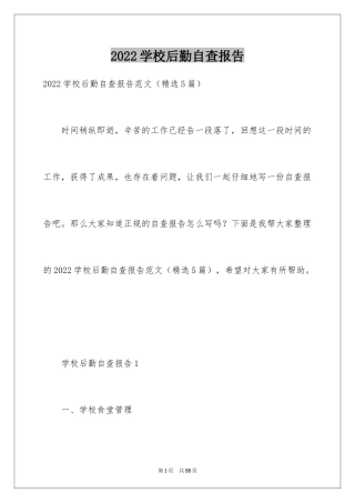 2024学校后勤自查报告