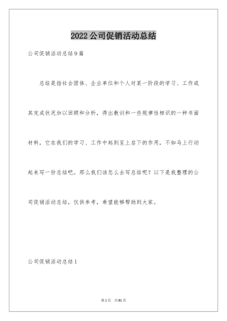 2024公司促销活动总结