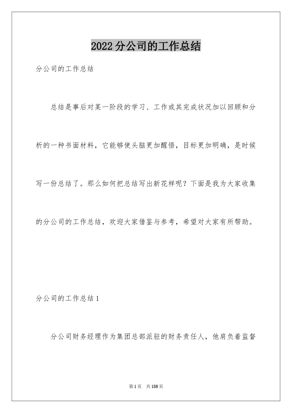 2024分公司的工作总结_第1页