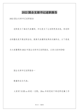 2024国企支部书记述职报告