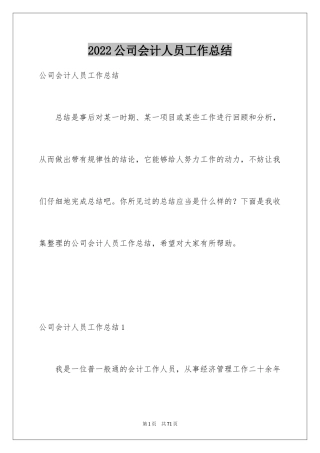 2024公司会计人员工作总结