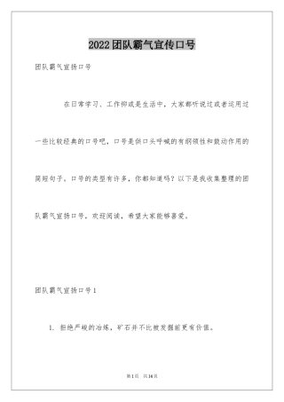 2024团队霸气宣传口号