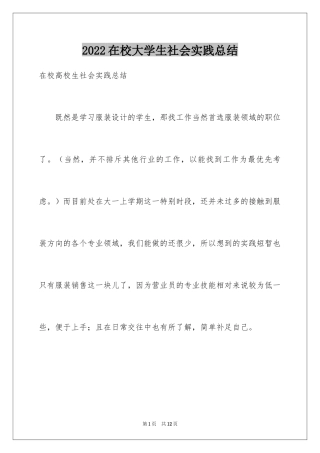 2024在校大学生社会实践总结