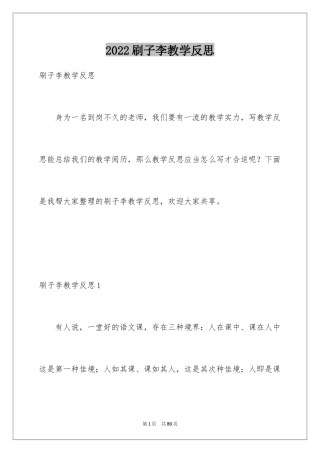 2024刷子李教学反思