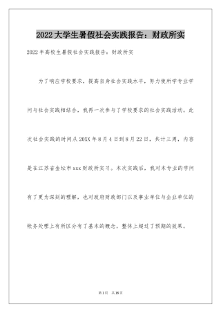 2024大学生暑假社会实践报告：财政所实