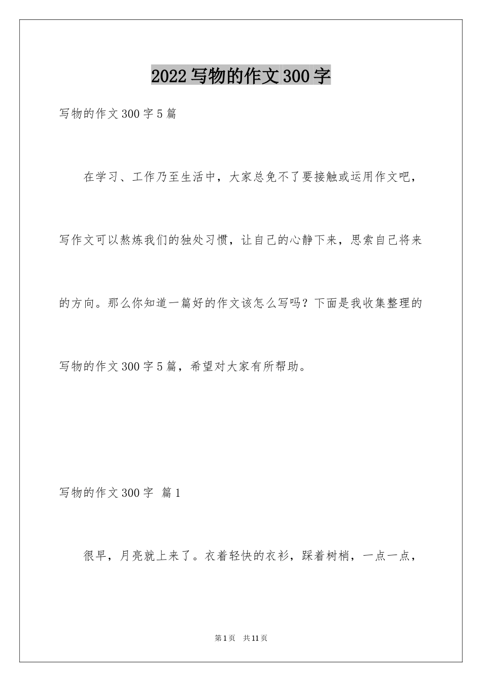 2024写物的作文300字_97_第1页