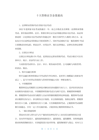 十大资格证含金量最高 