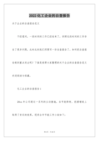 2024化工企业的自查报告