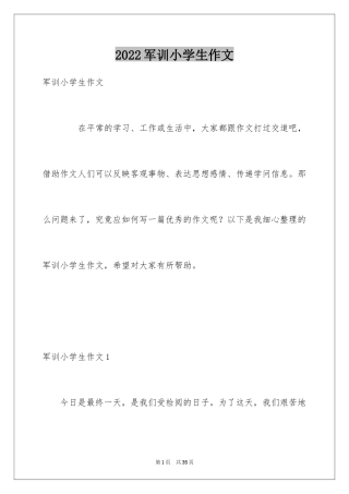 2024军训小学生作文