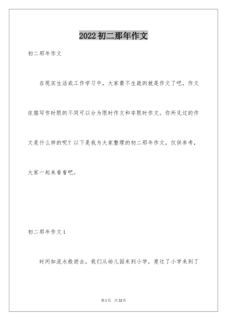 2024初二那年作文