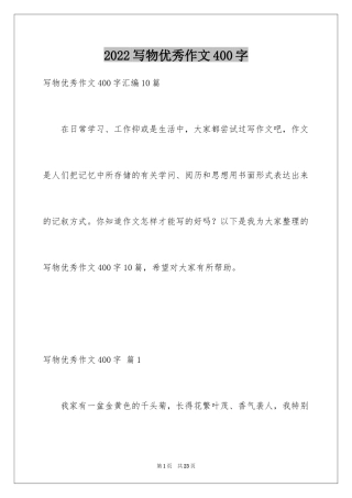 2024写物优秀作文400字_9