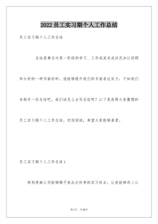 2024员工实习期个人工作总结