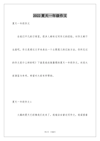2024夏天一年级作文_2