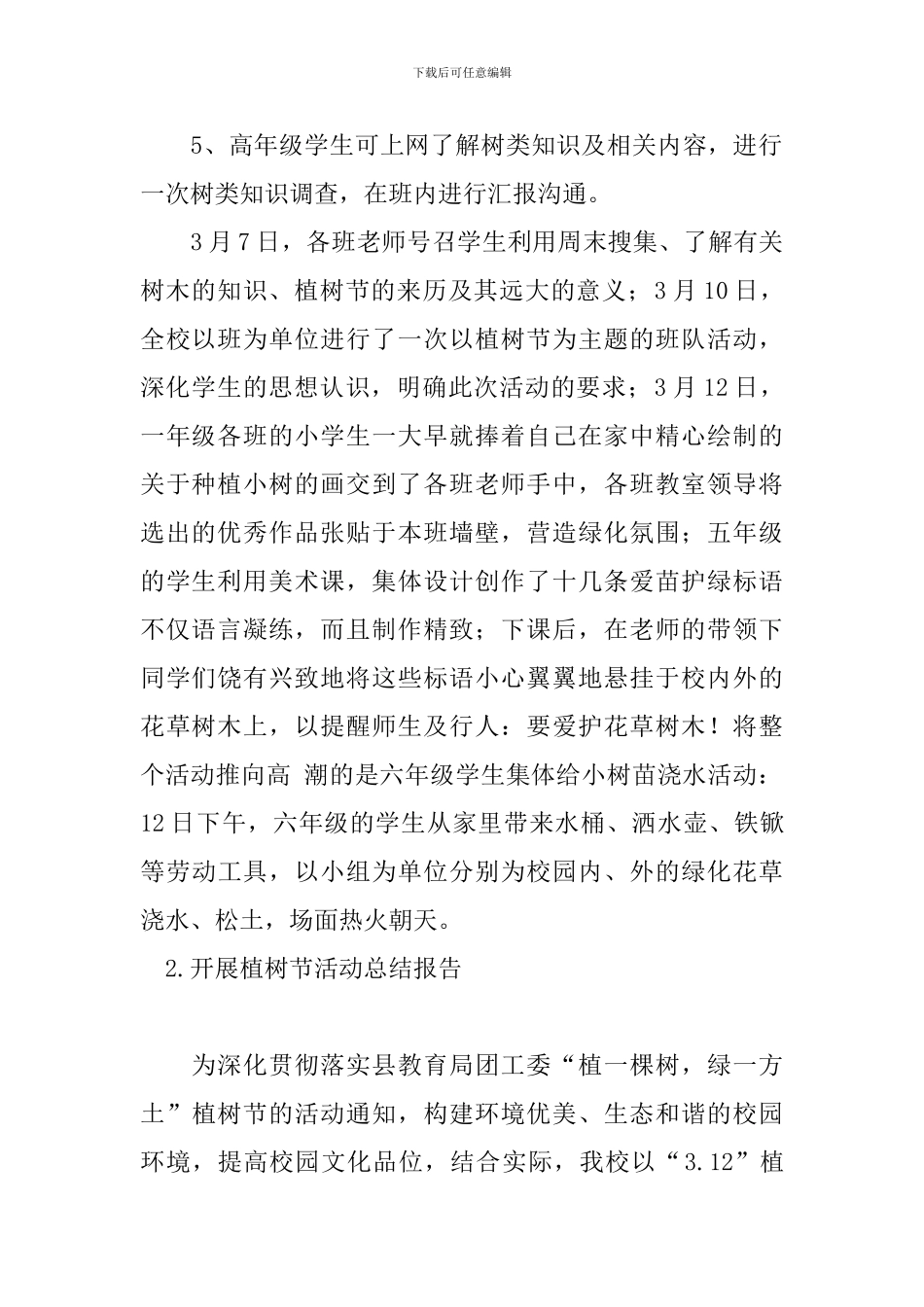 开展植树节活动总结报告_第2页
