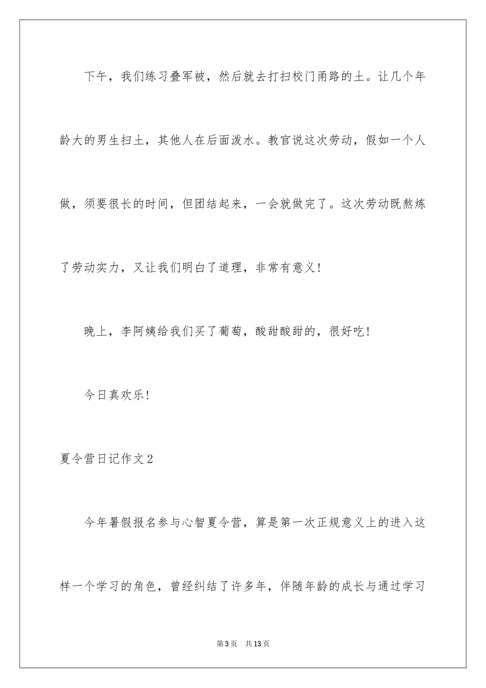 2024夏令营日记作文_第3页