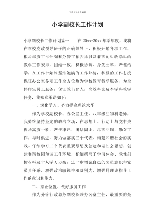 小学副校长工作计划