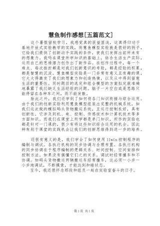 慧鱼制作感想[五篇范文]