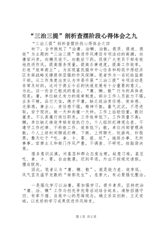 “三治三提”剖析查摆阶段心得体会之九