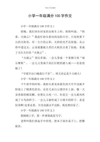 小学一年级满分100字作文