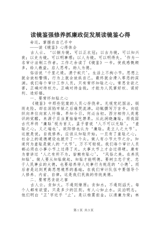 读镜鉴强修养抓廉政促发展读镜鉴心得