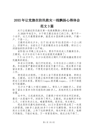 20XX年让党旗在防汛救灾一线飘扬心得体会范文3篇