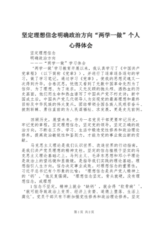 坚定理想信念明确政治方向“两学一做”个人心得体会