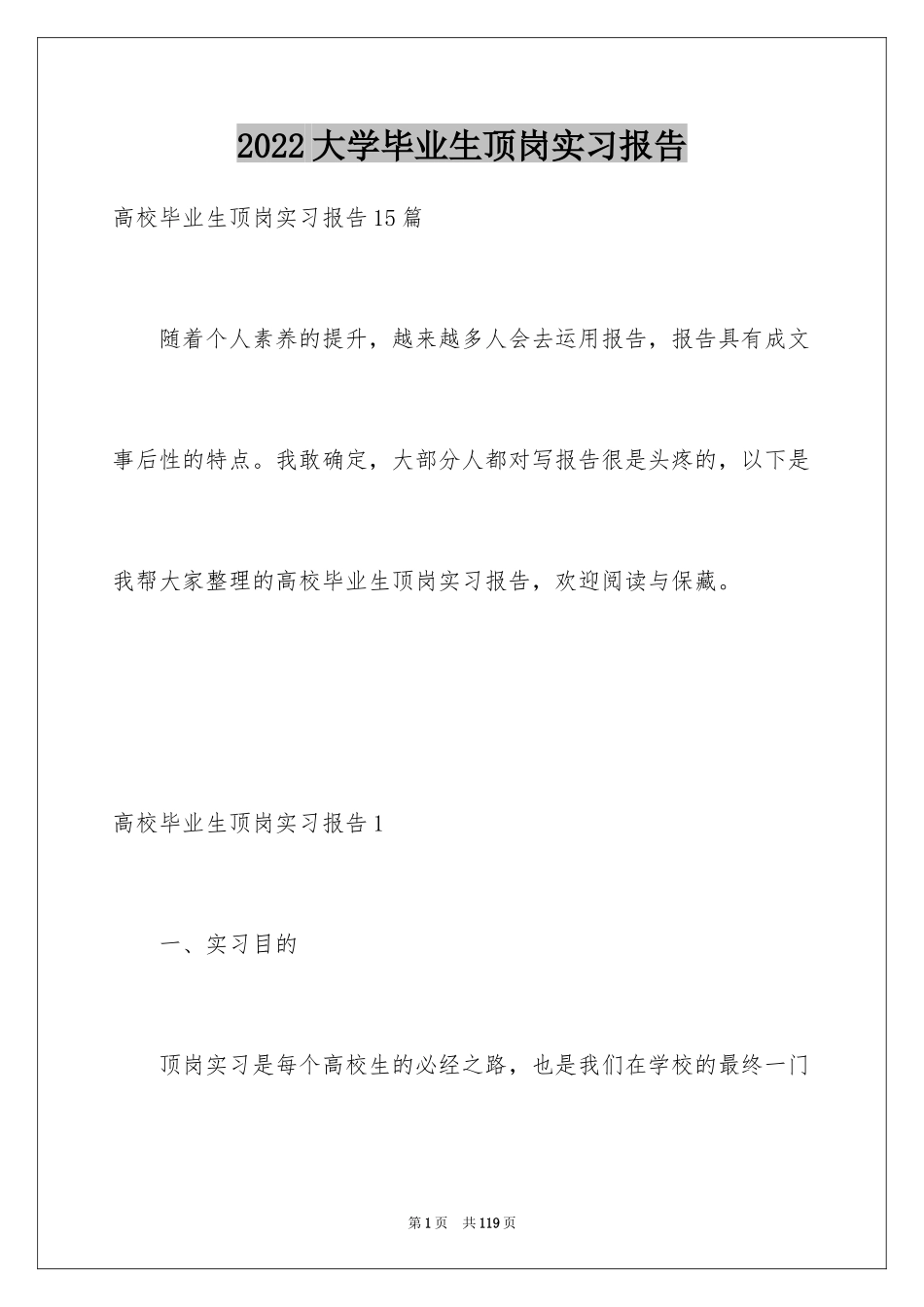 2024大学毕业生顶岗实习报告_第1页