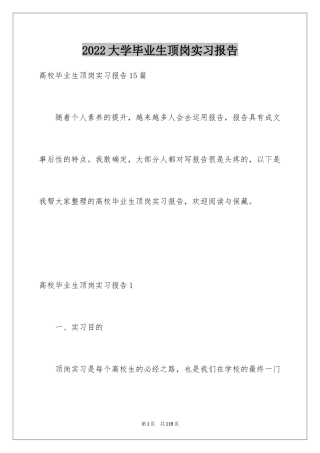 2024大学毕业生顶岗实习报告