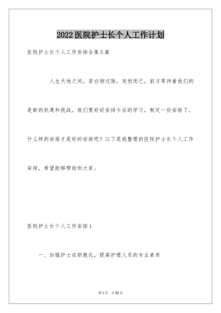 2024医院护士长个人工作计划_1