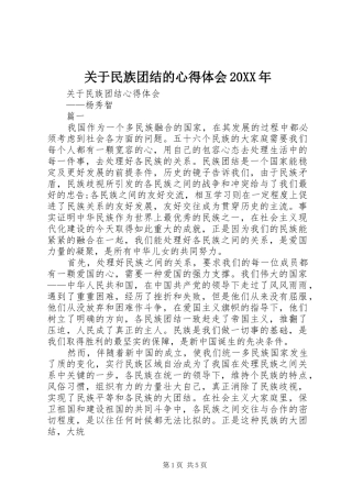 关于民族团结的心得体会20XX年_2