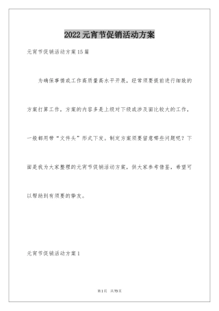 2024元宵节促销活动方案