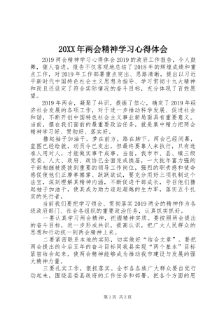20XX年两会精神学习心得体会 (3)