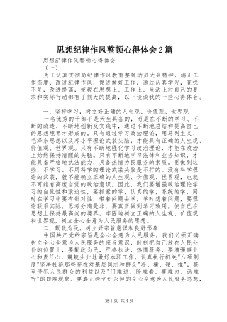 思想纪律作风整顿心得体会2篇