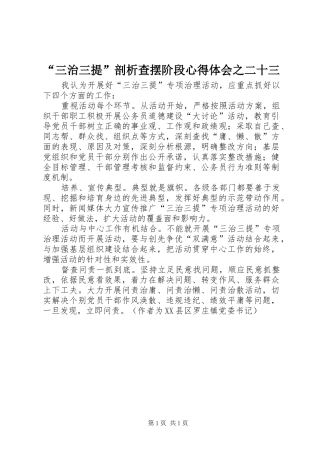 “三治三提”剖析查摆阶段心得体会之二十三