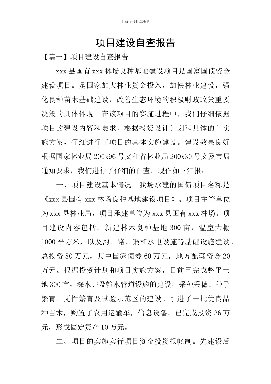 项目建设自查报告_第1页