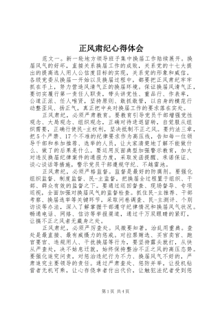 正风肃纪心得体会