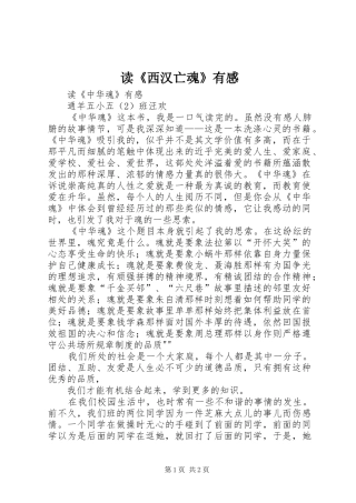 读《西汉亡魂》有感