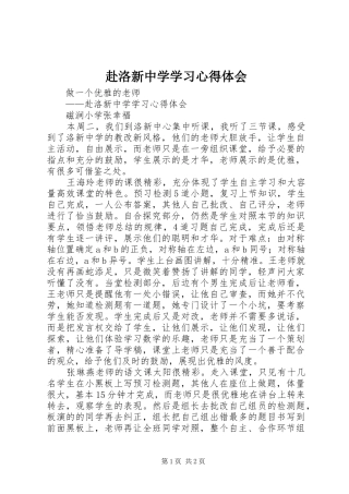 赴洛新中学学习心得体会