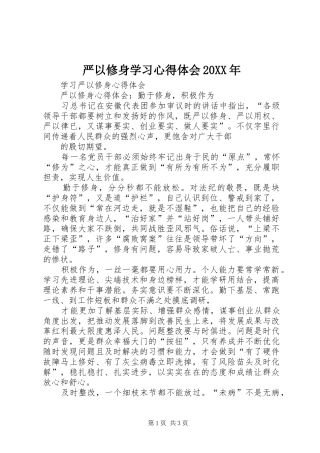 严以修身学习心得体会20XX年 (4)
