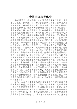 共青团学习心得体会