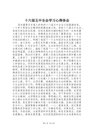 十六届五中全会学习心得体会