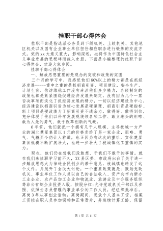 挂职干部心得体会