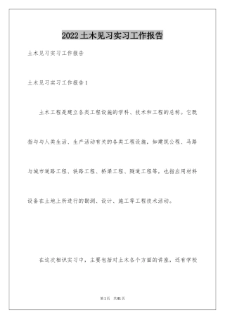 2024土木见习实习工作报告