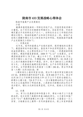 陇南市433发展战略心得体会